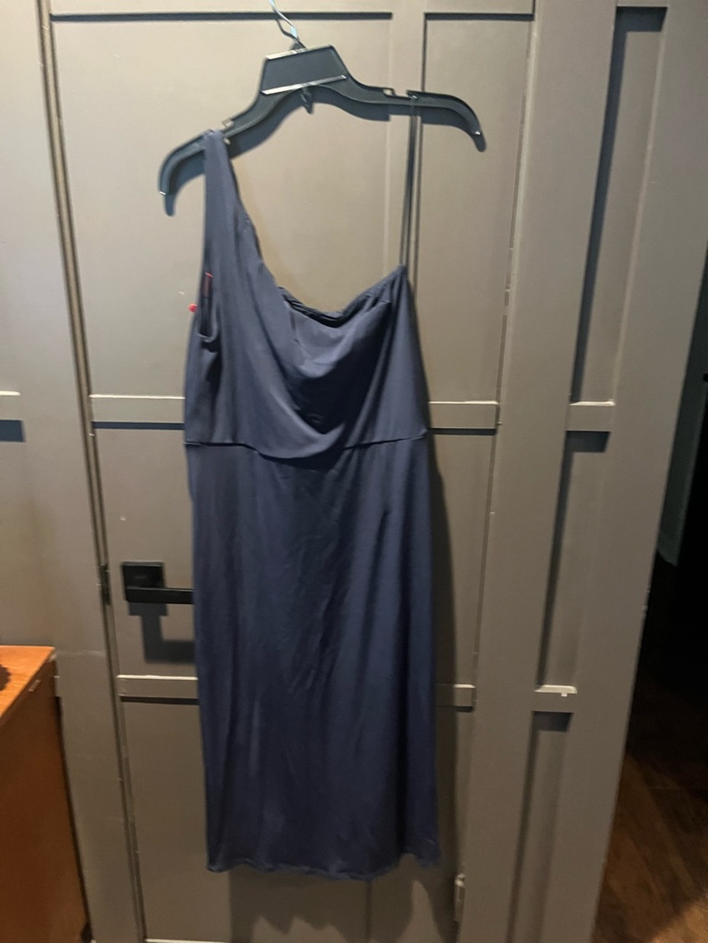 Nordstrom Socialite One-Shoulder Navy Ruched Midi Dress Size XL NEW - Picture 7 of 7